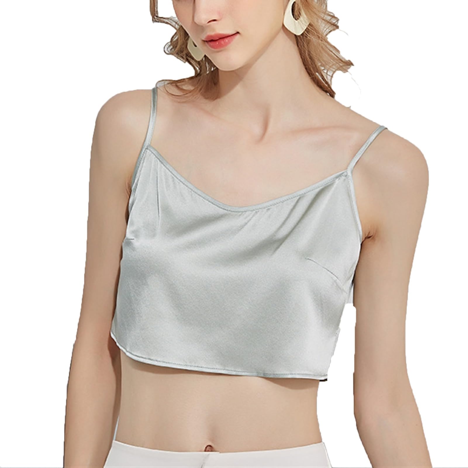 美品　GLOSS SATIN STRAPPED TOP Black satin lingerie top with lace - Sale | Roberto Verino